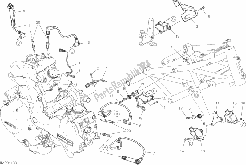 Alle onderdelen voor de Kabelboom (spoel) van de Ducati Multistrada 1260 S ABS USA 2020